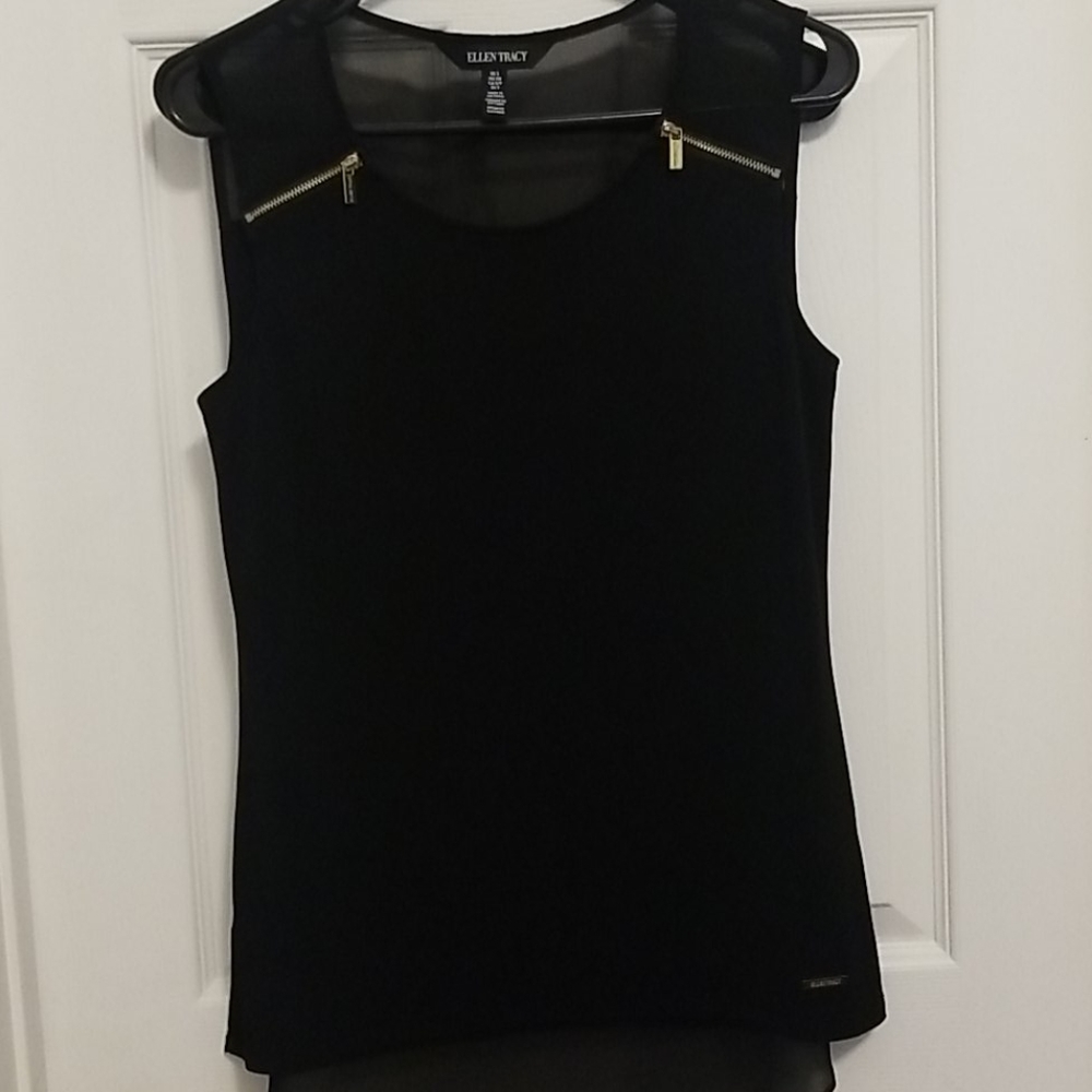 Ellen Tracy Black Sleeveless Blouse Size S